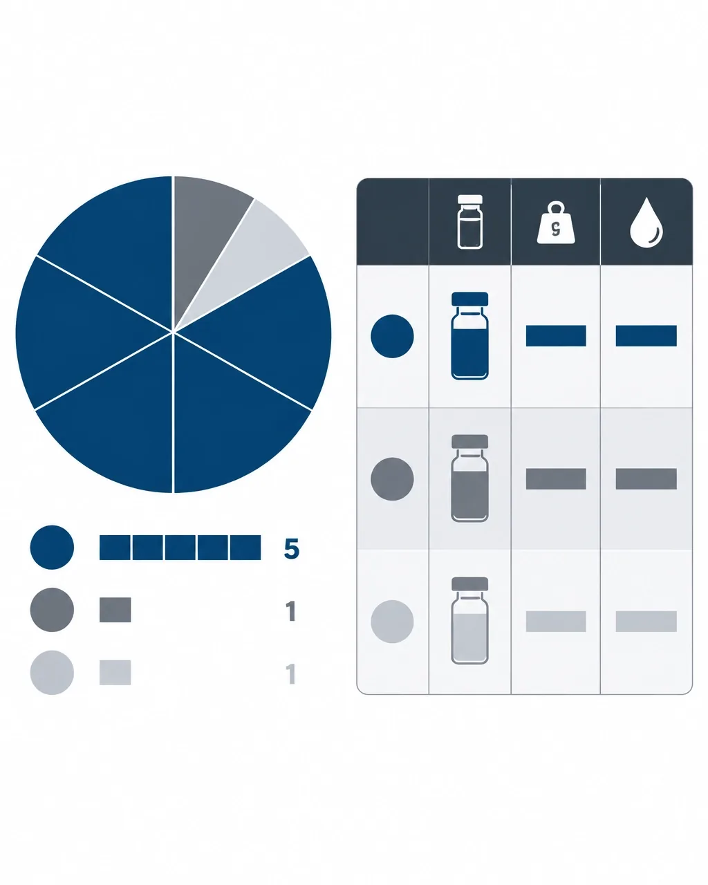 Infográfico vetorial da proporção 5:1:1 do blend Glow