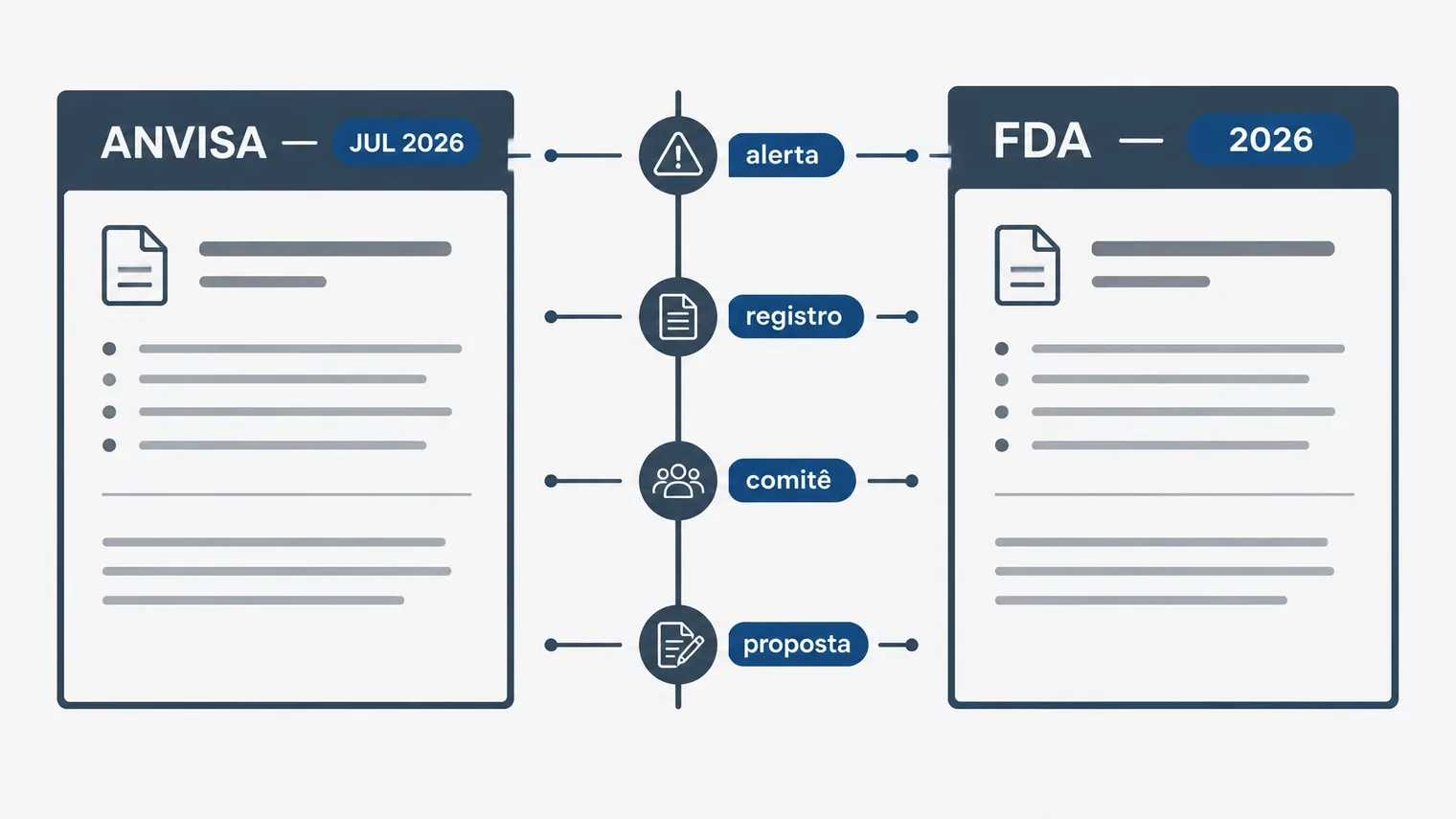 Linha do tempo regulatória entre Anvisa e FDA em 2026