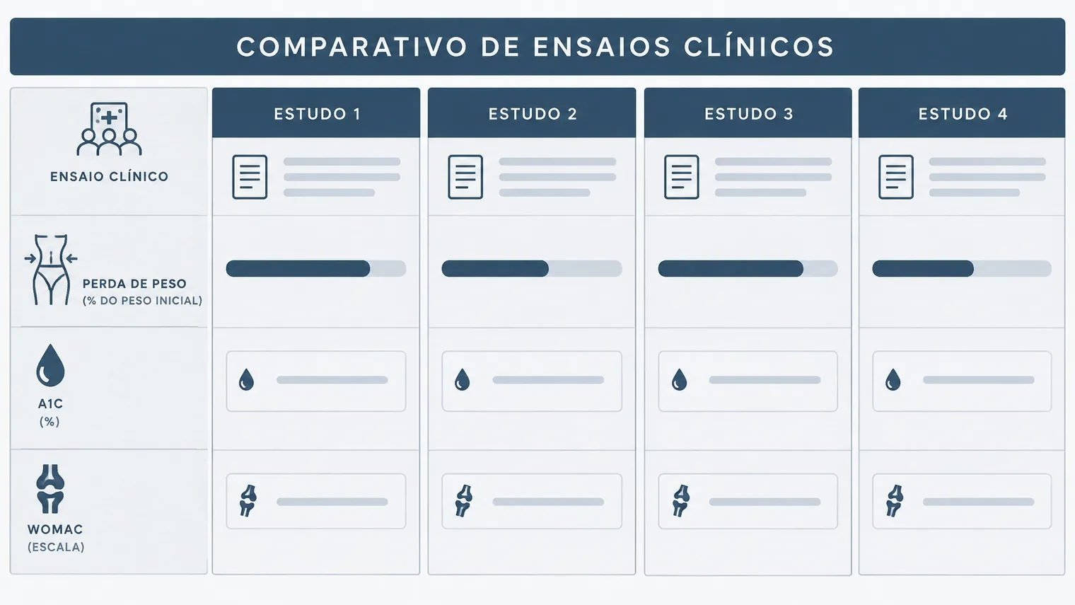 Painel comparativo dos resultados dos estudos TRIUMPH