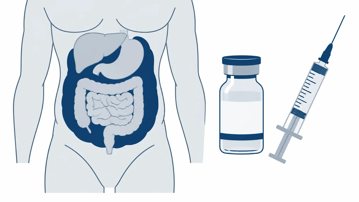 Ilustração clínica do tesamorelin, eixo GH–IGF-1 e gordura visceral abdominal